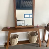 Console d'entrée bois & miroir