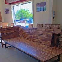Grande table & banquette bois recyclé